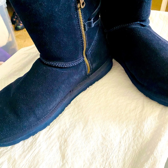 Lamo Womens Navy Blue Suede Boots with Zipper - Picture 2 of 5